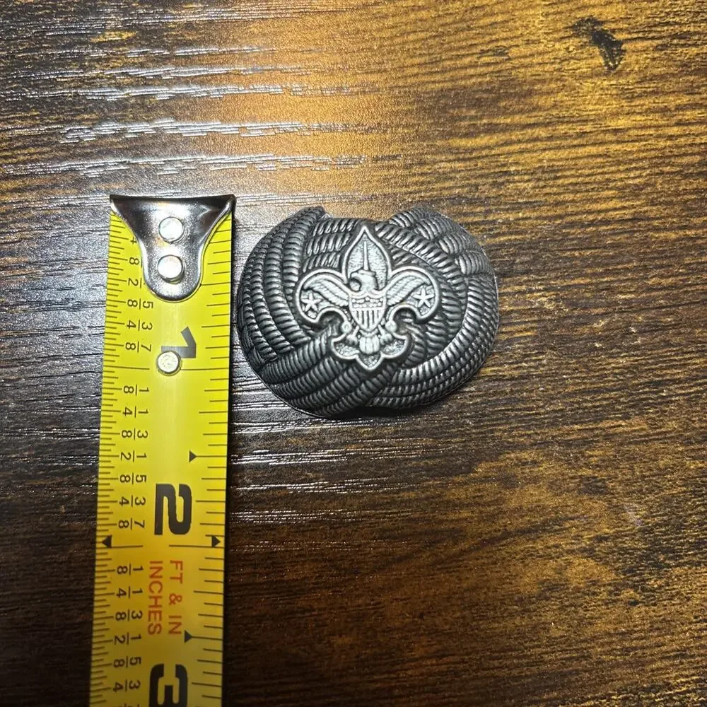 Vintage Boy Scouts America Neckerchief Slide Silvertone Eagle Emblem Fastener